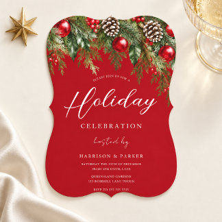 Festive Red Office Corporate Holiday Party Invitation