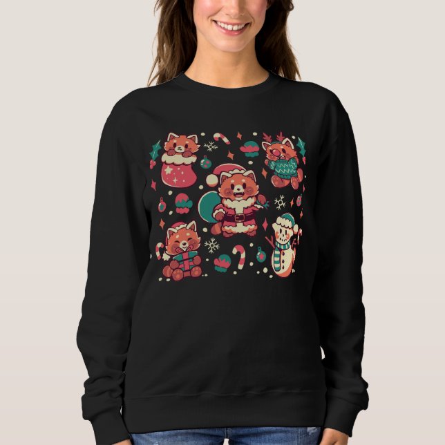 Festive Red Pandas Sweatshirt (Front)