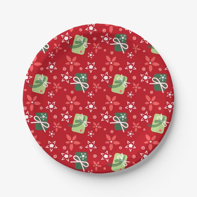 Festive Red Paper Plates (Front)
