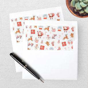 Festive Red Pink Christmas Envelope Liner