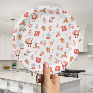 Festive Red Pink Christmas Paper Plates