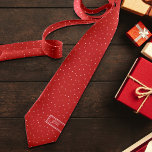 Festive Red Pink Polka Dot Add Initials Christmas Neck Tie<br><div class="desc">This sweet classic design features a hand drawn soft pink polka dot on classic red for that cozy,  traditional holiday feeling with a hint of whimsy. Original art by Malissa Melrose. Add Initials to personalize.</div>