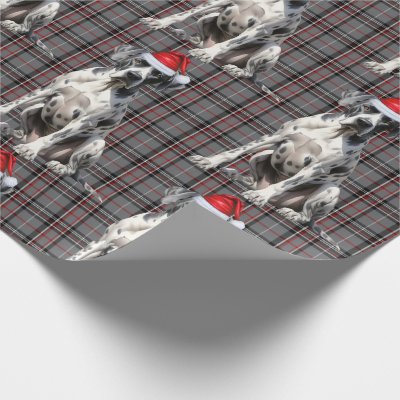 Festive Red Plaid and Great Dane Dog Christmas Wrapping Paper