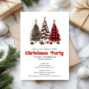 Festive red plaid buffalo Christmas tree invites
