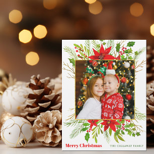 Festive Red Poinsettia Christmas Kids Photo Magnet