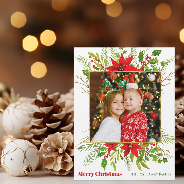 Festive Red Poinsettia Christmas Kids Photo Magnet (Creator Uploaded)