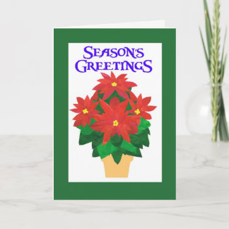 Festive Red Poinsettia on White Season's Greetings Holiday Card