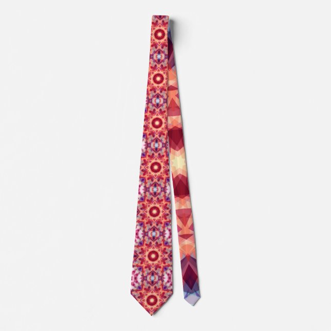 Festive Red Purple Yellow Geometric Christmas Star Neck Tie (Front)