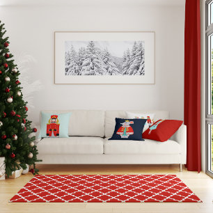 Festive Red Quatrefoil Pattern Rug