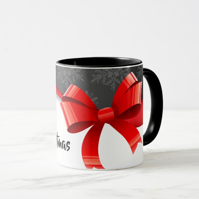 Festive Red Ribbon Christmas Combo Mug (Front Right)