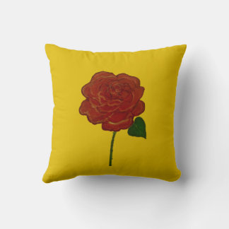 Festive Red Rose & Yellow Throw Pillow