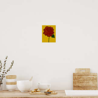 Festive Red Rose & Yellow Watercolor Poster