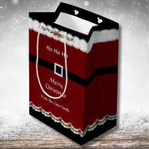 Festive Red Santa Suit Ho Ho Ho Christmas Gift Bag