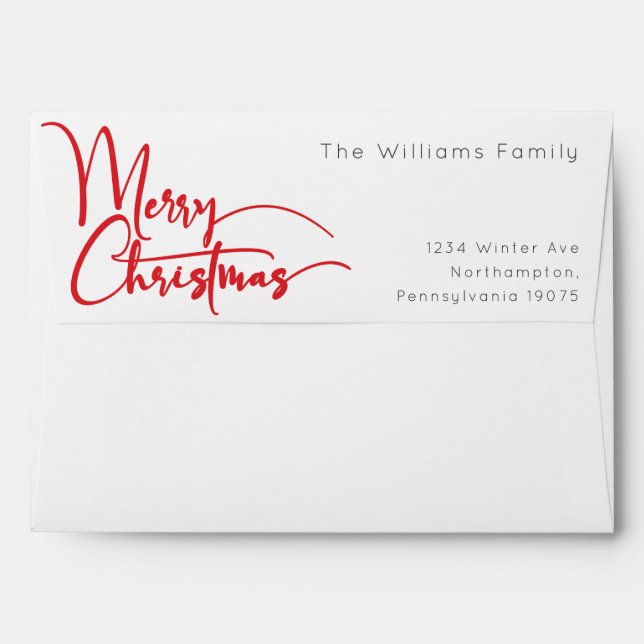 Festive Red Script Merry Christmas Envelope (Back (Top Flap))