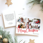 Festive Red Script Merry Christmas five photo Holiday Postcard<br><div class="desc">Celebrate the season with this festive red script Merry Christmas five photo holiday postcard featuring a touch of elegant charm. The chic design showcases a simple red-and-white color palette, evoking the cozy spirit of winter. Its modern and unique appeal and rustic wording create a perfect balance between seasonal and contemporary....</div>