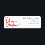 Festive Red Script Merry Christmas Return Address Label<br><div class="desc">Celebrate the season with this festive red script Merry Christmas return address label featuring a touch of elegant charm. The chic design showcases a simple red-and-white color palette, evoking the cozy spirit of winter. Its modern and unique appeal and rustic wording create a perfect balance between seasonal and contemporary. In...</div>
