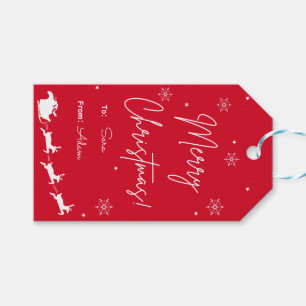 Festive Red Script Merry Christmas To and From Gift Tags