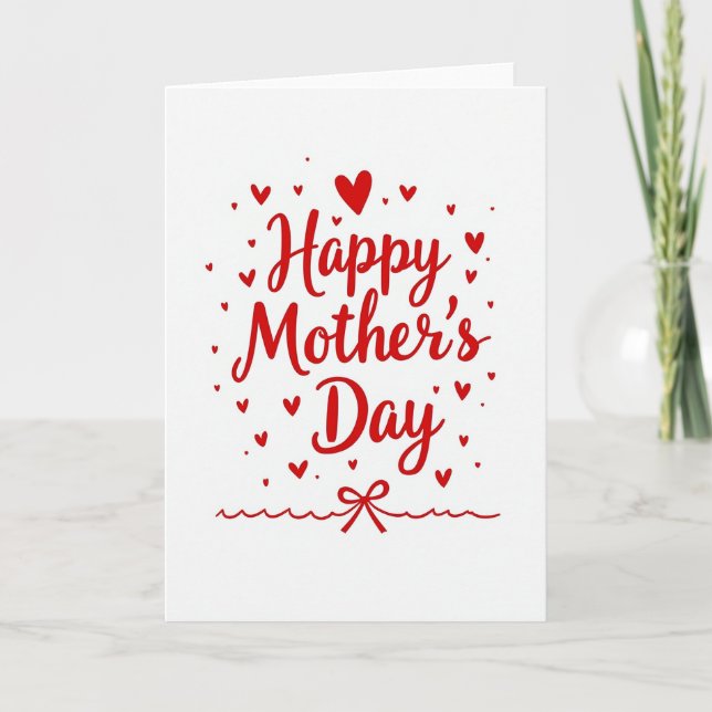 Festive Red Script Mothers Day Card (Front)