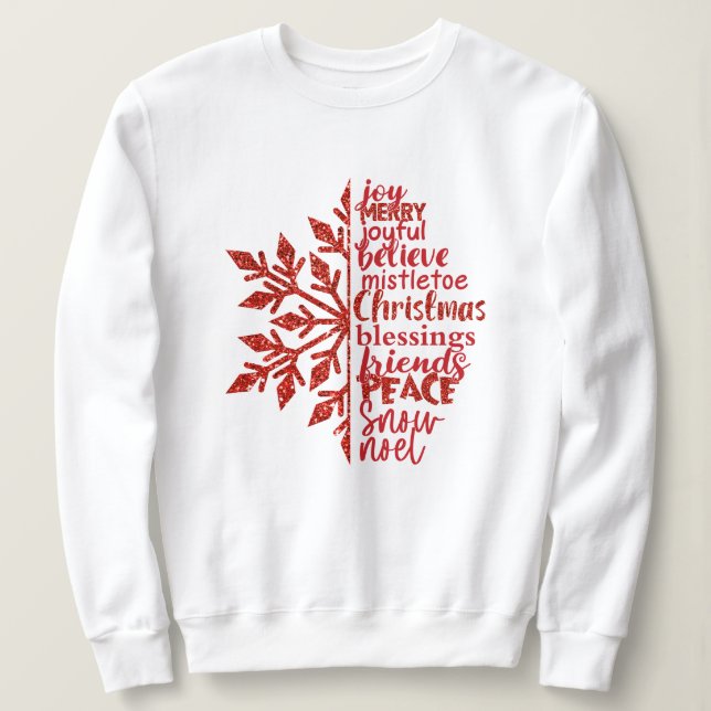 Festive Red Script White Sweatshirt (Design Front)