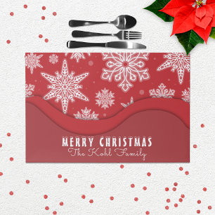 Festive Red Snowflake Family Christmas Placemat