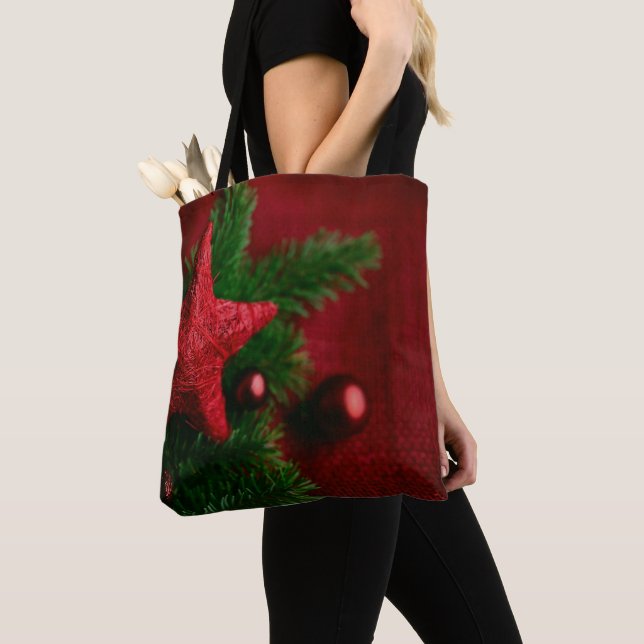 Festive Red Star Christmas  Bag (Close Up)