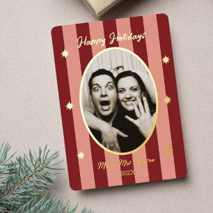 Festive Red Striped Holiday Party Foil Invitation