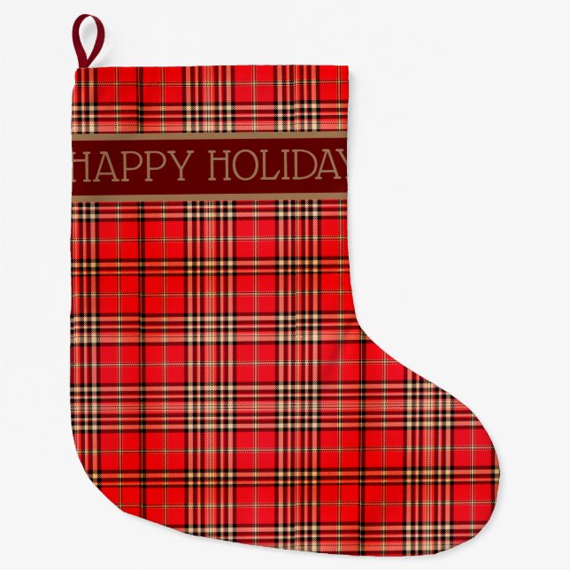 Festive  Red Tartan Christmas Stocking (Front)