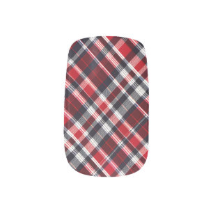 Festive Red Tartan Plaid Patterned Christmas Minx Nail Art