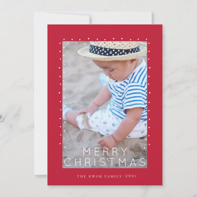Festive Red Tidings Christmas Photo Holiday Card (Front)