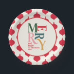 Festive red vintage merry chritsmas holiday party paper plates<br><div class="desc">Festive red vintage merry chritsmas holiday party decor. Modern classy typography design.</div>