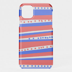 Festive Red White Blue Circles Stripes Luggage Tag iPhone 11 Case