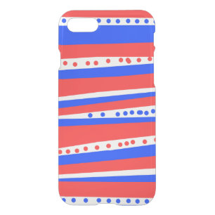 Festive Red White Blue Circles Stripes iPhone SE/8/7 Case