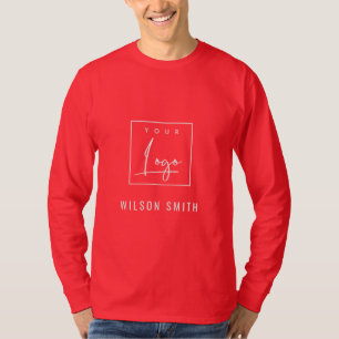 Festive Red White Business Add Your Logo With Name T-Shirt