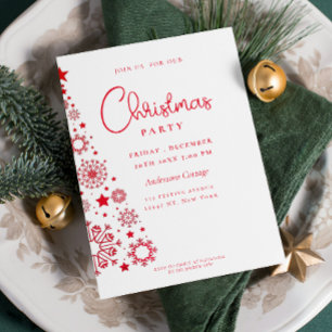 Festive Red White Christmas tree Party Invitation