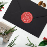 Festive Red & White Custom Return Address Classic Round Sticker<br><div class="desc">Add your return address with ease this Christmas with these simple yet very trendy stickers. The design is easy to personalize with your name,  address and holiday message.</div>