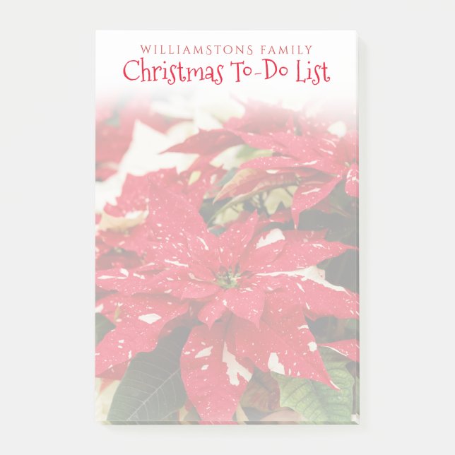 Festive Red White Floral Christmas Poinsettias Post-it Notes (Front)