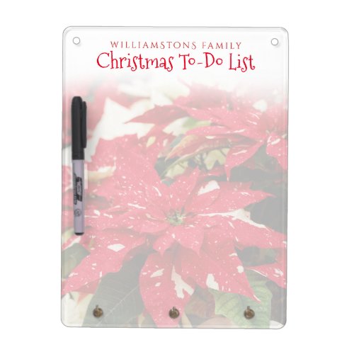 Festive Red White Floral Poinsettia Flowers Dry Erase Board