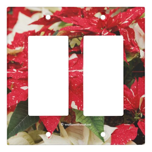 Festive Red White Floral Poinsettia Flowers Light Switch Cover