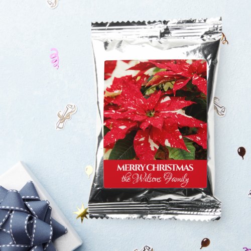 Festive Red White Floral Poinsettias Coffee Drink Mix