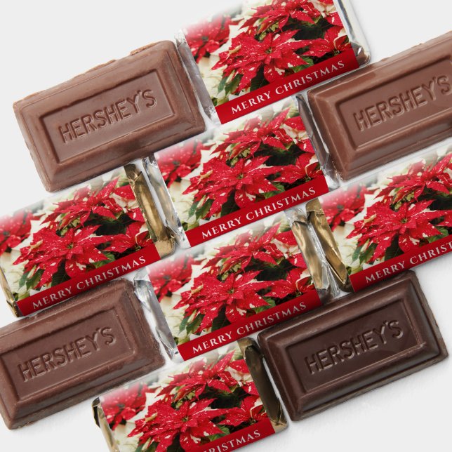 Festive Red White Floral Poinsettias Hershey's Miniatures (Assorted)