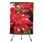 Festive Red White Floral Poinsettias Tripod Lamp (Front)