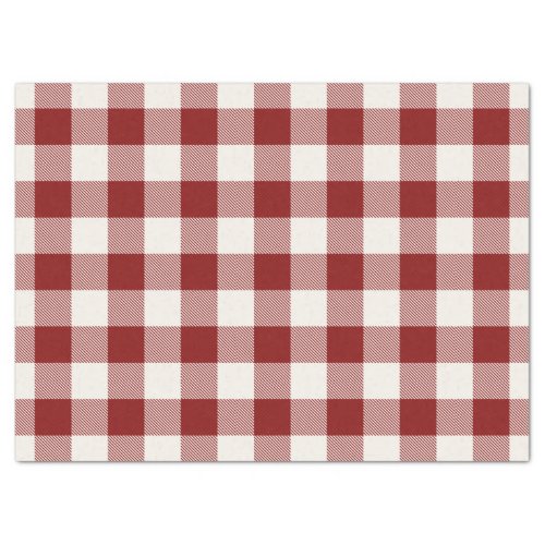 Festive red white gingham plaid wrapping tissue paper