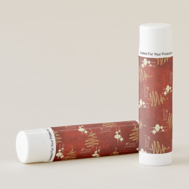 Festive Red, White & Golden Christmas Inspired Lip Balm (Front)