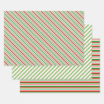 [ Thumbnail: Festive Red, White, Green Christmas Style Patterns Wrapping Paper Sheets ]