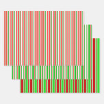 [ Thumbnail: Festive Red, White, Green Christmas Themed Lines Wrapping Paper Sheets ]
