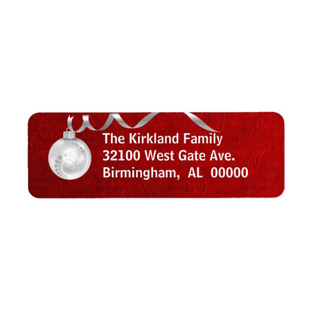 Festive Red & White Holiday Address Labels (Front)