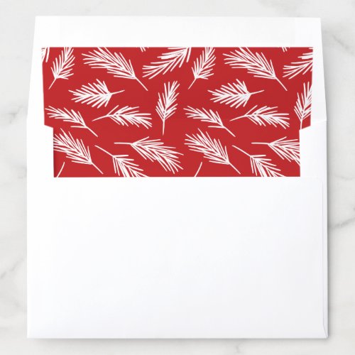 Festive Red  White Pine Branch Pattern Holiday Envelope Liner