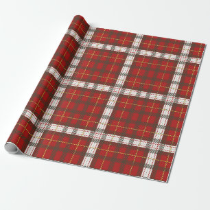 Festive Red White Plaid Check Christmas Pattern Wrapping Paper