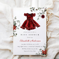 Festive Red Winter Baby Shower Invitation Girl