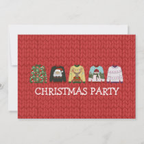 Festive Red Wool Ugly Christmas Sweater Party Invi Invitation